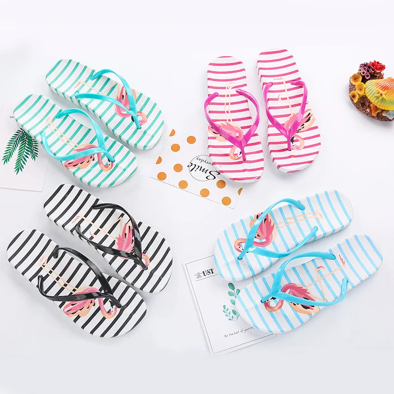 

Women Spring Sweet Cute Beach Sandals Flip Flops Slippers Flamingo Pattern Slides Ladies Slippers Flat Home Shoes SP40
