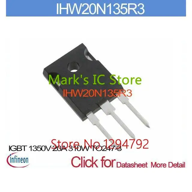 IHW20N135R3 IGBT 1350V 20A 310W TO247 3 IHW20N135 Technologies 20N135 ...
