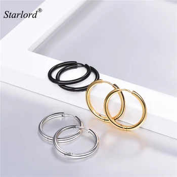 

16mm Hoop Earrings Set Gold/Black Stainless Steel Simple Circle Earrings Minimalist Tiny/Small Hoop Earrings Set 3GE3316KBH