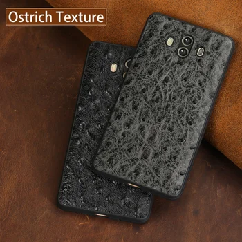 

wangcangli Genuine Leather Phone Case For HUAWEI Mate 9 10 Pro Ostrich Texture Back Cover For Huawei P10 P20 Nova 2S Plus Cases