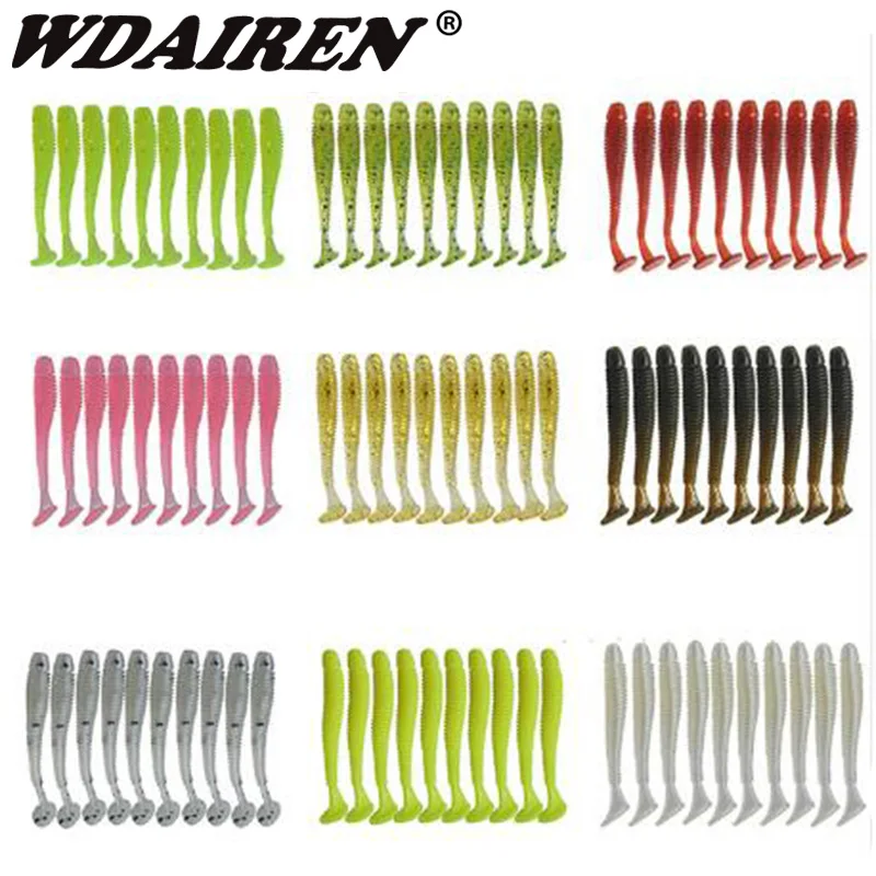 

100pcs/ 45mm/0.7g Fishing Lures Soft Lures Fishing Soft Bait Bass Bait Swimbait Craws Swing Impact Carp Fly Fishing Tackle