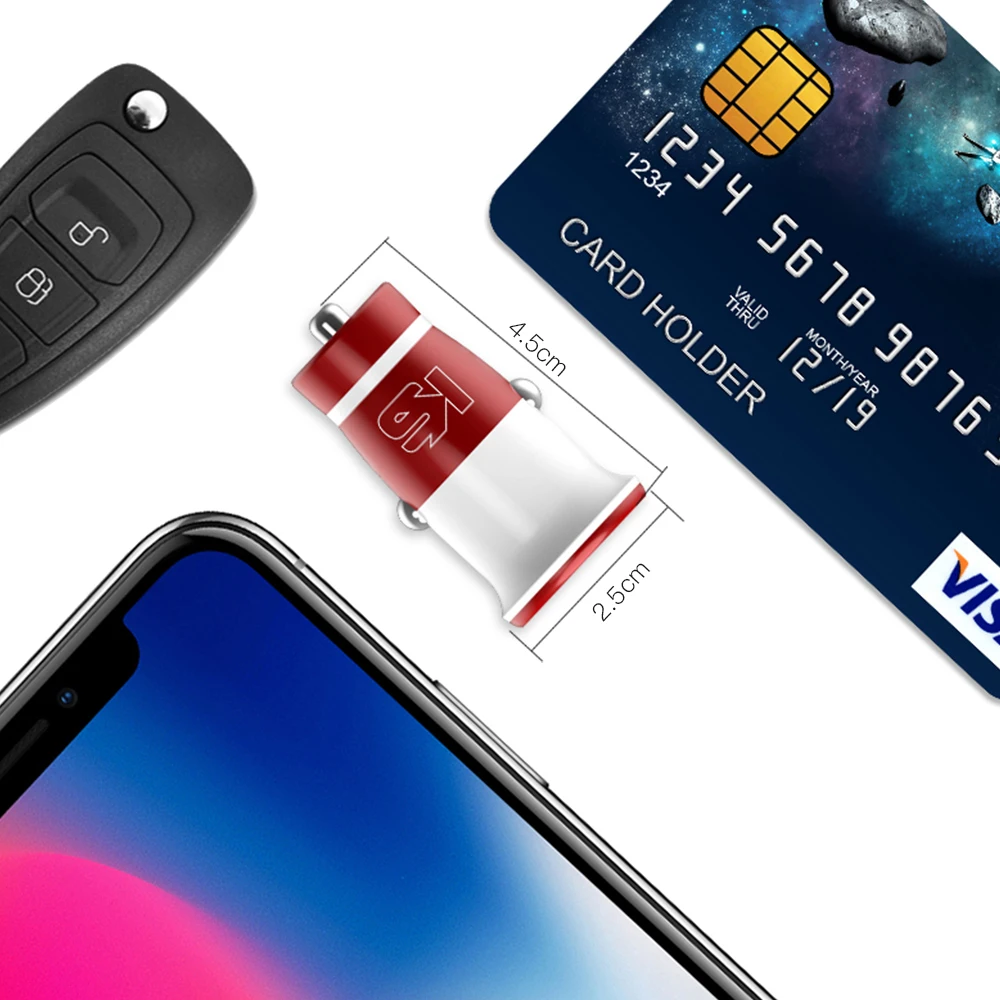 KEYSION البسيطة 3.1A USB سيارة شاحن المزدوج الهاتف المحمول قرص شاحن سيارة-شاحن سريع ل فون X 8 7 6 لسامسونج ل Xiaomi