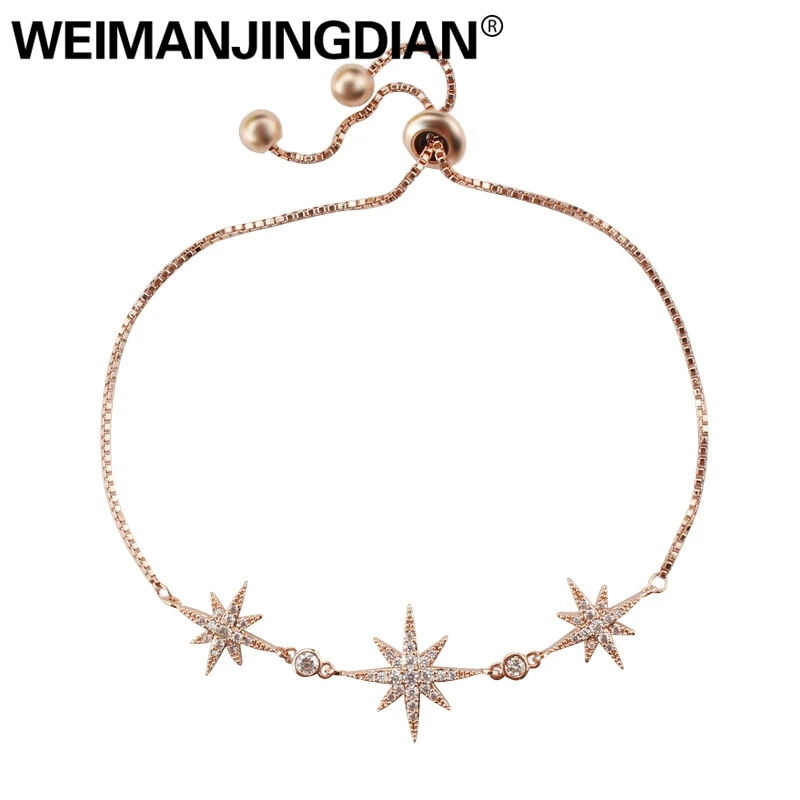 WEIMANJINGDIAN Starburst Zircon Jewelry Cubic Zirconia CZ Crystal Fashion Adjustable Bracelets for Women or Wedding