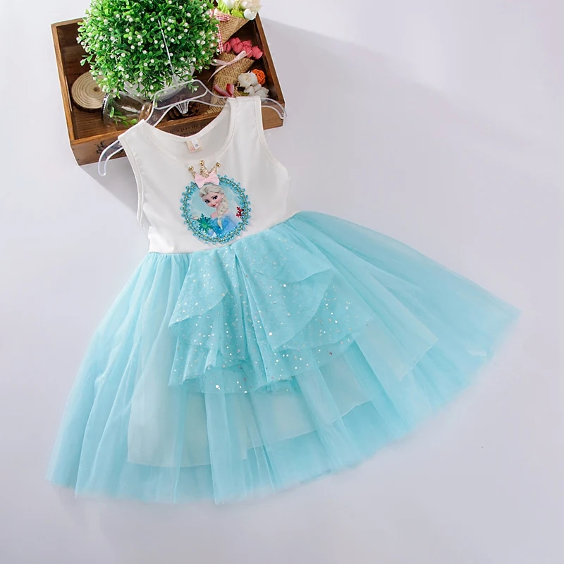 

Disney Winter Romance Children's Dress Summer Super Ocean Air Love Princess Dresses Girls Cartoon Cotton Dress