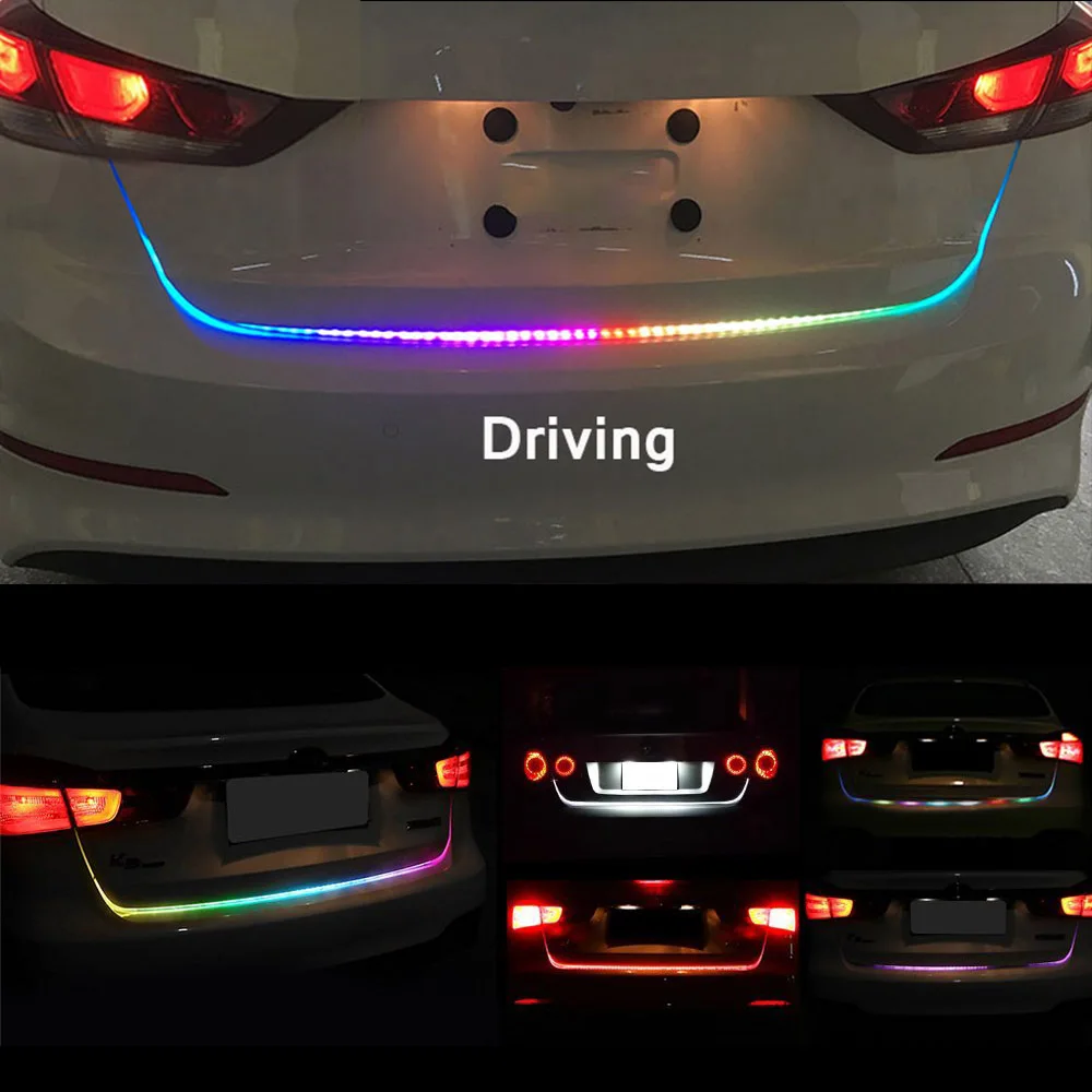

Car Tail Strip Light Exterior Emergency Flowing Warning Light DC12V Flexible LED Running flashing Brake Reverse Turn stop Signal