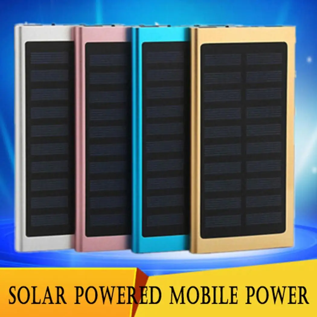 

20000mAh Solar Power Bank Portable Universal Mobile Battery Bank Charger Led Light USB Solar 5V-2.1A Powerbank For Xiaomi iPhone