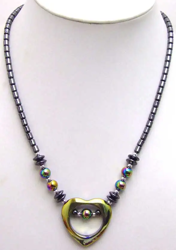 

Big 35mm Multi-color heart Pendants Hematite 18" Necklace -nec5620 Wholesale/retail Free shipping