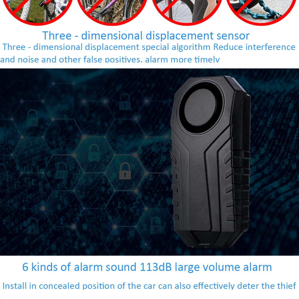 Alarme de Vibração sem Fio ao ar Livre à Prova Conjunto Dremote Água Controle Remoto Carro Bicicleta Veículo Caminhão Elétrico Detector Choque Anti Perdido 1 3 detector alarm