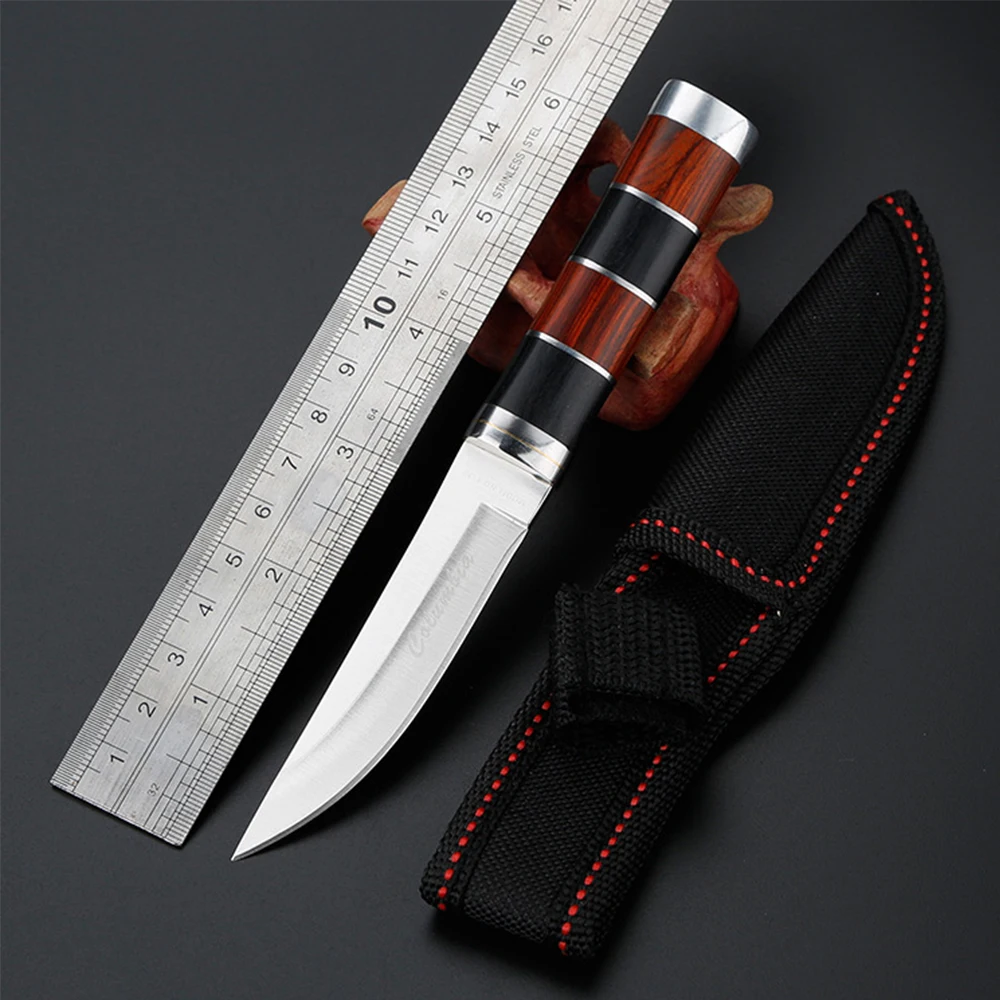 

PDR Tool Fixed Knife Camping Hunting Knifes Straight Knife Wood Copper Knives Survival Tool for Outdoor Camping Drive Hunting