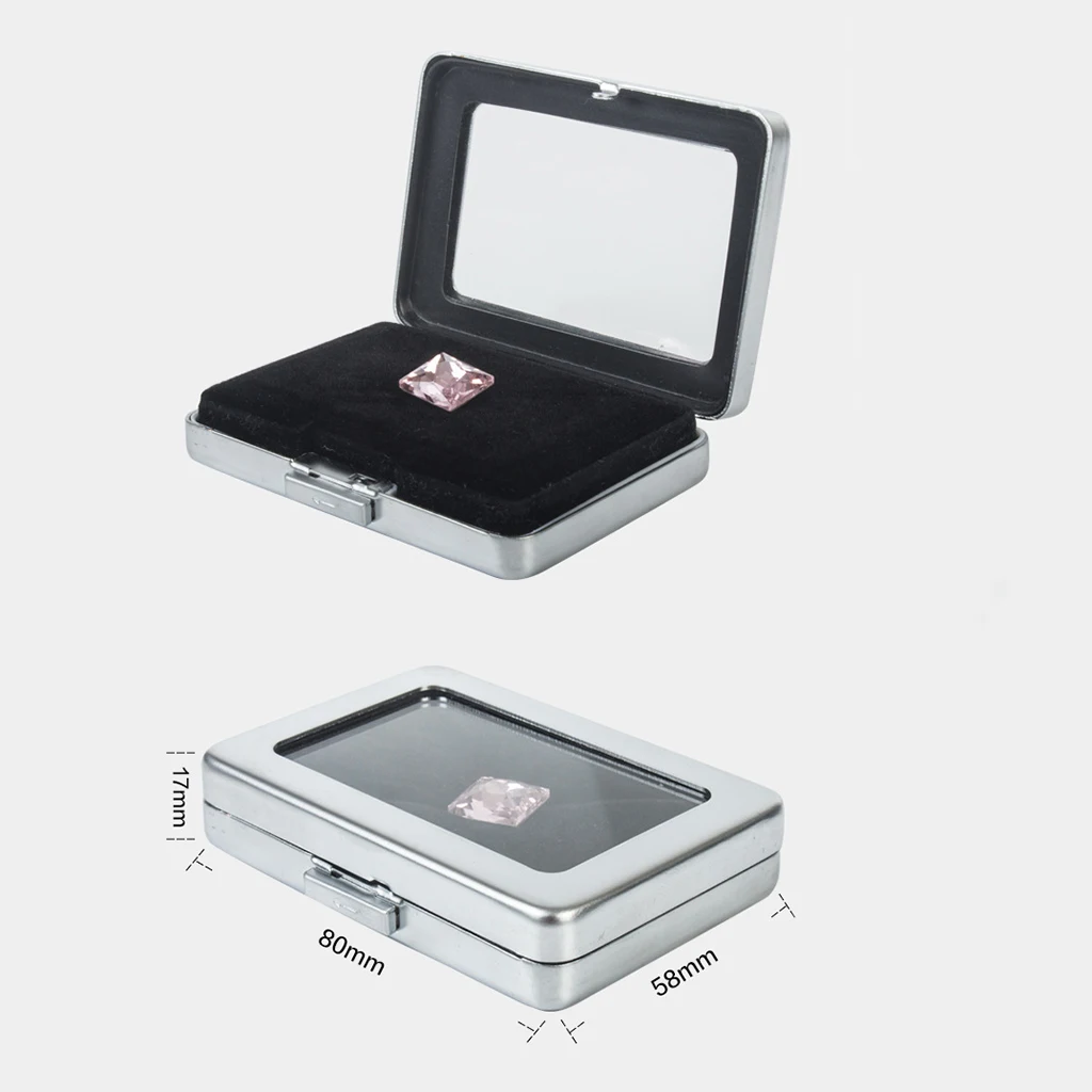 Electroplate Iron Box Diamond Gem Jewelry Storage Box Organizer Case Double-Faced Velvet Fabric Buckle Design Showcase