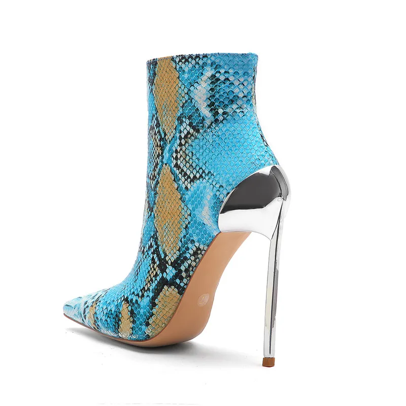 KEAIQIANJIN Autumn Snakeskin Women's Ankle Boots Woman High Heels Shoes Metal Decoration Martin Boots Snakeskin Chelsea Boots KEAIQIANJIN Autumn Snakeskin Women's Ankle Boots Woman High Heels Shoes Metal Decoration Martin Boots Snakeskin Chelsea Boots