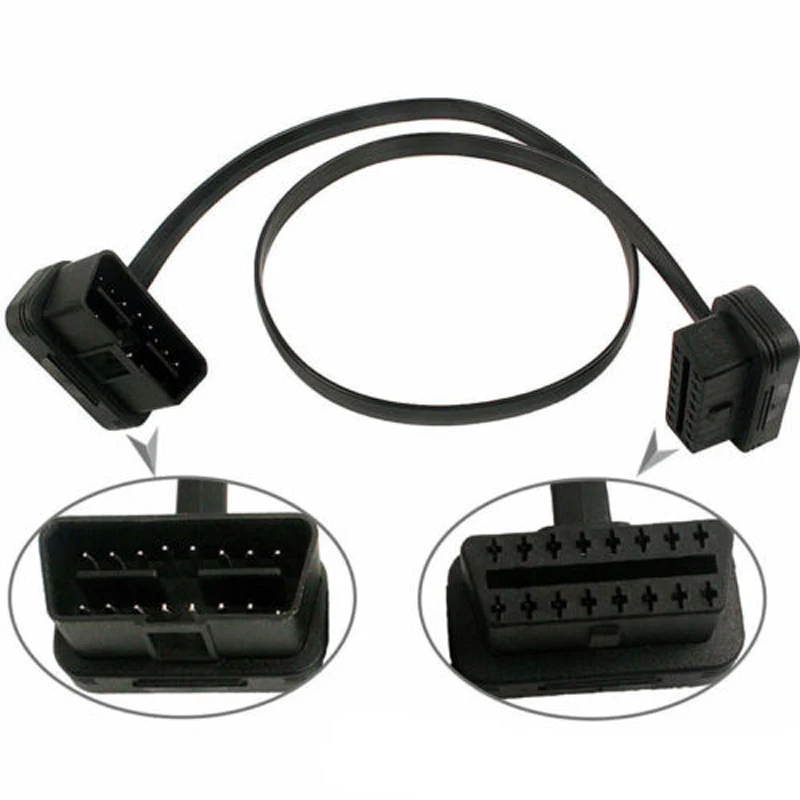 Плоский тонкий кабель As Noodle OBD OBD2 OBDII 60 см 16 штырьков штекер гнездо автомобильные
