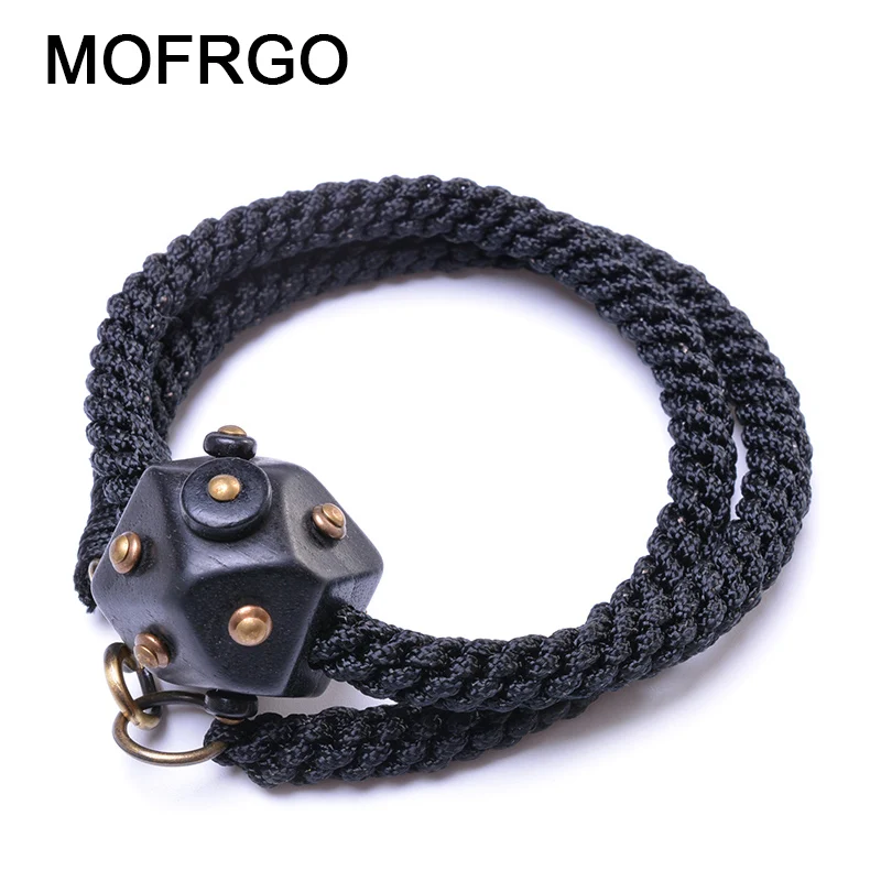 

MOFRGO Original Design Ebony Weaving Bracelet Bangles For Men And Women Copper Nail Fashion Personality Lucky Beaded Bracelet