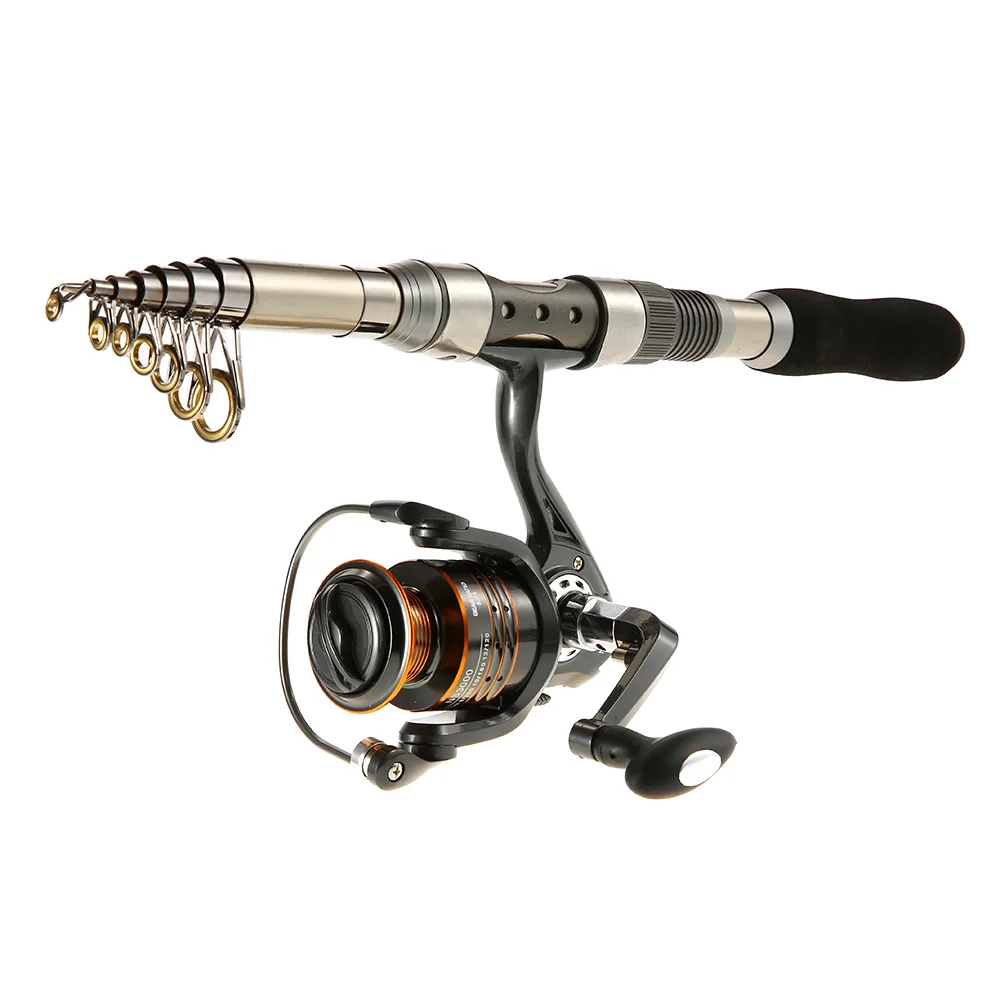 Buy Fishing Spinning Reel + Telescopic Rod Full kit Combo Set with Soft Worm