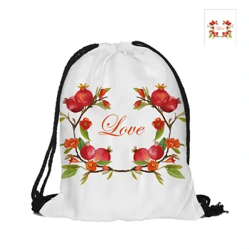 

Pomegranate Flower wreath Backpack With Love Wedding Art Painting Style Fashion Polyester Bag For Travel School Pouch Backpacks