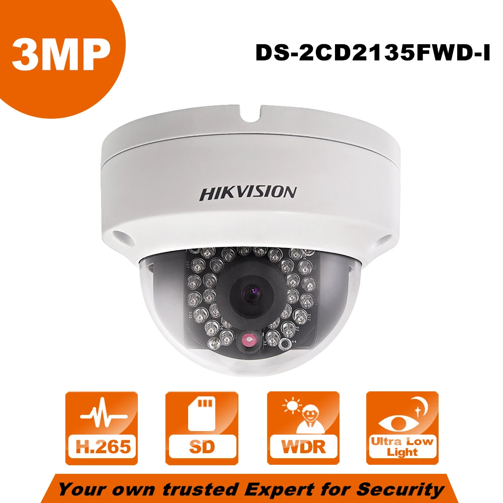 

HiK English version CCTV Camera DS-2CD2135FWD-I 3MP Ultra-Low Light Network mini dome IP CCTV Camera POE SD card 30m IR H.265+
