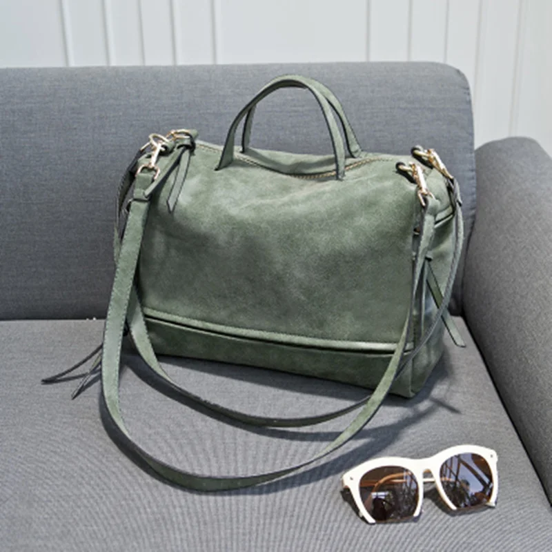 

Fashion Female Shoulder Bag Nubuck Leather women handbag Vintage Messenger Bag Motorcycle Crossbody Bags Women Bag