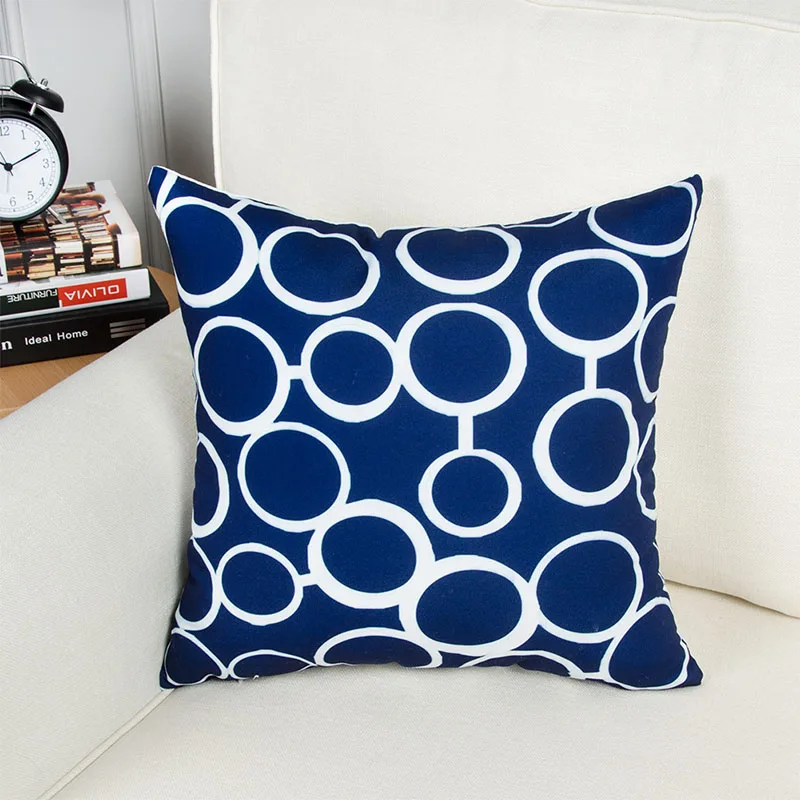 Topfinel Чехлы для подушек темно-синие хлопковые льняные геометрические декоративные подушки для софа, кресло, сидение автомобиля на открытом воздухе - Цвет: A