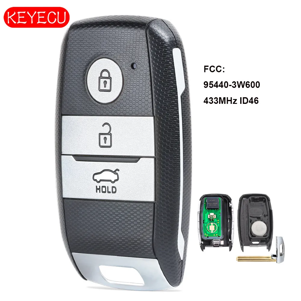 

Keyecu Smart Remote Key Fob 3 Button 433MHz ID46 Chip for Kia K5 Sportsge 2013 2014 2015 2016, FCC ID: 95440-3W600