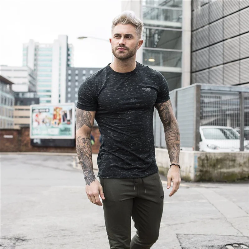 Summer Men Gym Tight T shirt Male (9)