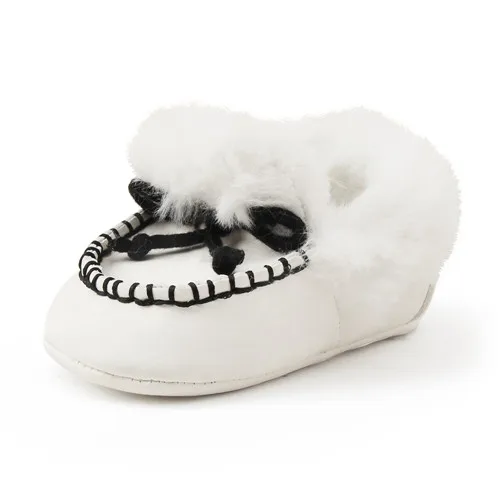 Delebao/Новые дизайнерские зимние детские ботинки мягкие теплые детские на мягкой подошве Удобные ботинки для новорожденных девочек ботинки для малышей - Цвет: White