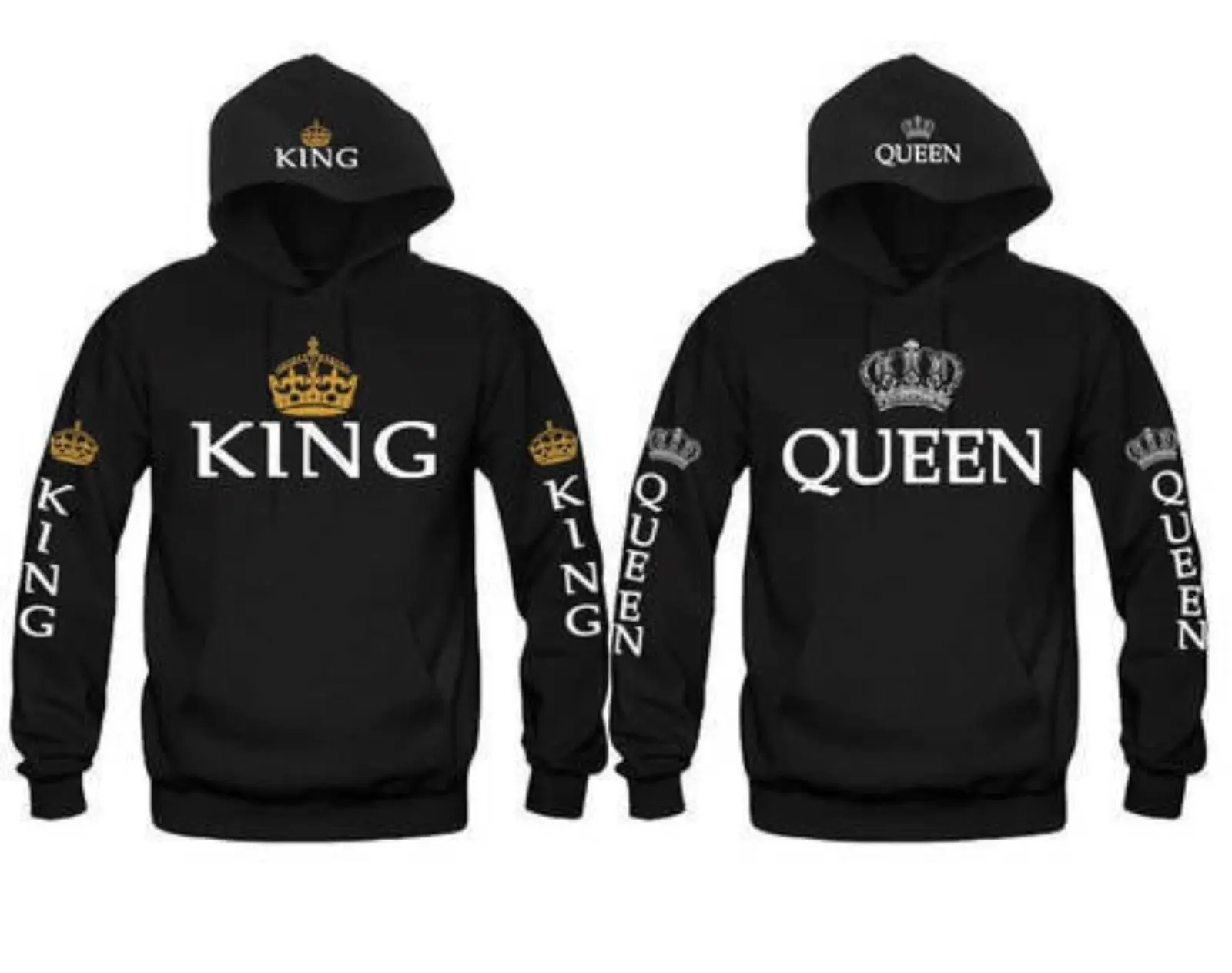 King And Queen Hoodies Valentine New Multi Colors Matching Cute