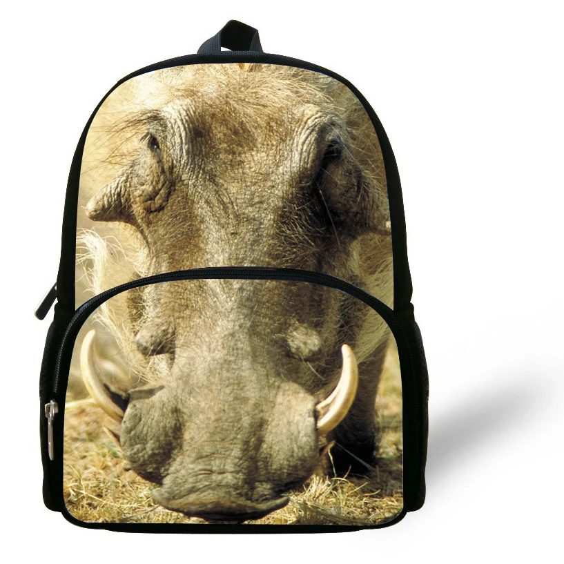 12 Inch Cool Kids Animal Print Backpack For Boys Girls Rhinoceros