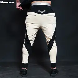 Maoxzon мужские повседневные брюки на шнурке для фитнеса для мужчин модные Лоскутные активные тренировочные брюки
