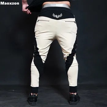 

Maoxzon Men's Casual Drawstring Fitness Pants For Male Fashion Patchwork Active Workout Jogger Loose Pencil Trousers Cross-Pants