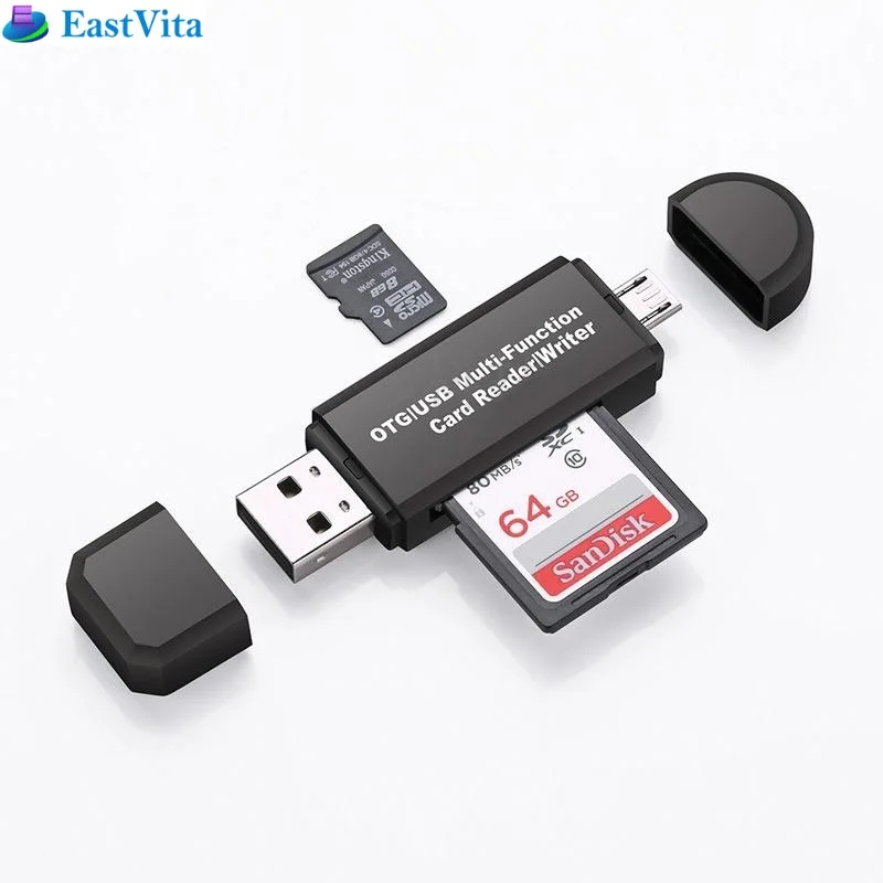 Black Micro USB OTG to USB 2.0 Adapter SD Card Reader For Android Phone Tablet