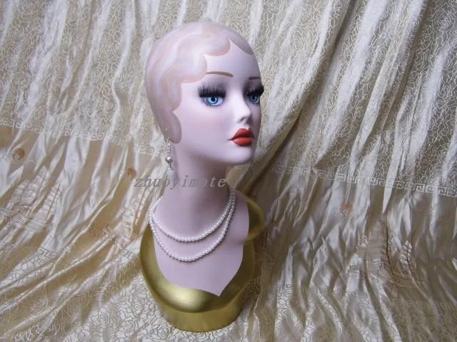 Высокое качество стекловолокно винтажный женский манекен голова грудь