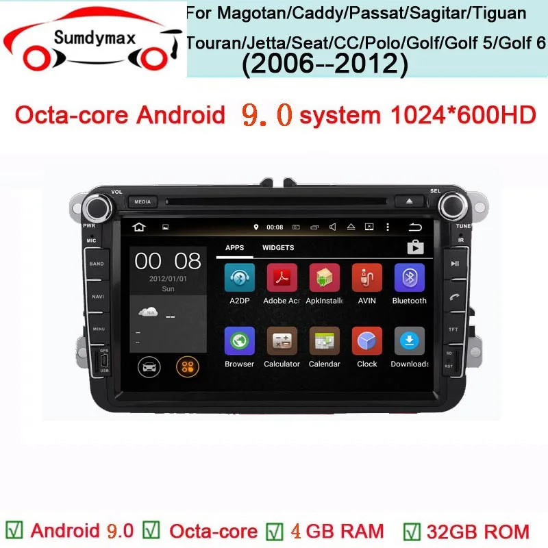 Top 4+32G 1024*600 HD Android 9.0 Car audio player for SAGITAR JATTA polo bora caddy SCIROCCO EOS with gps navigaiton mirror link 0