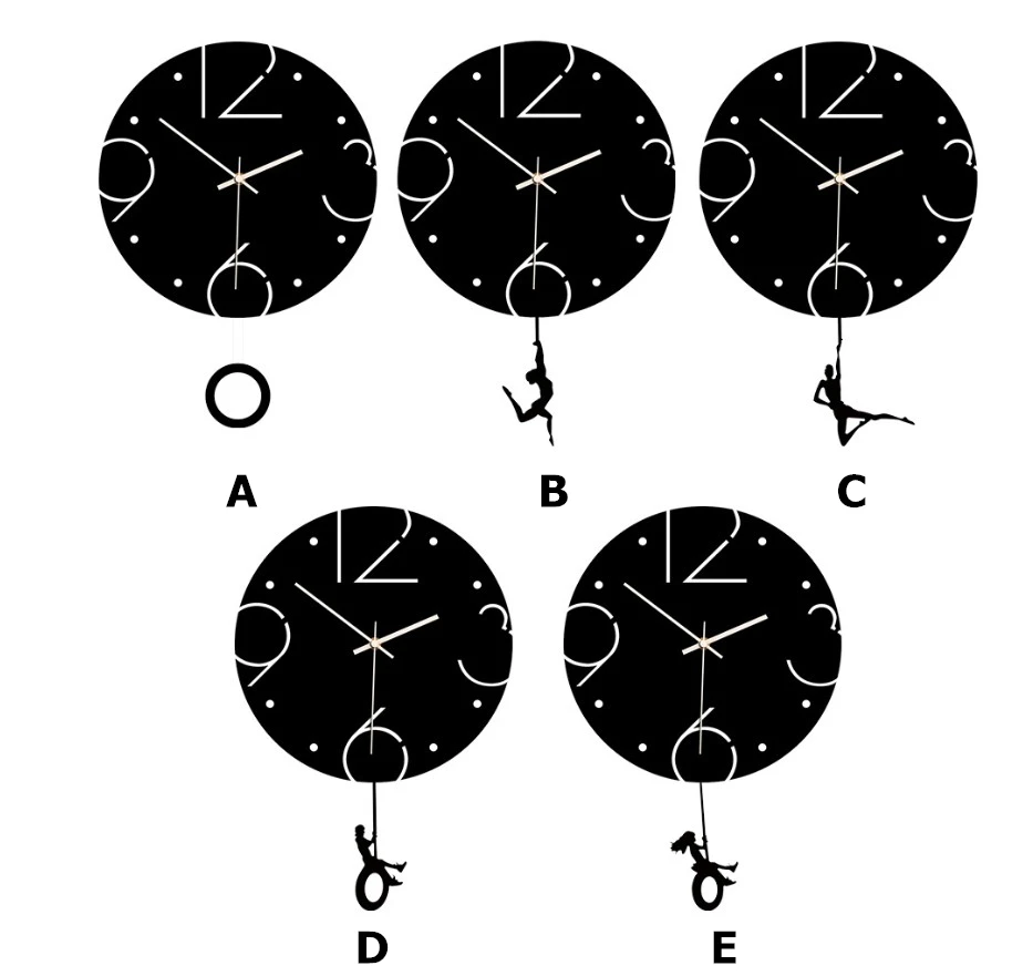 Новые взрывы Акриловые качели настенные часы креативное украшение дома черные и белые арабские цифры декоративные маятниковые часы