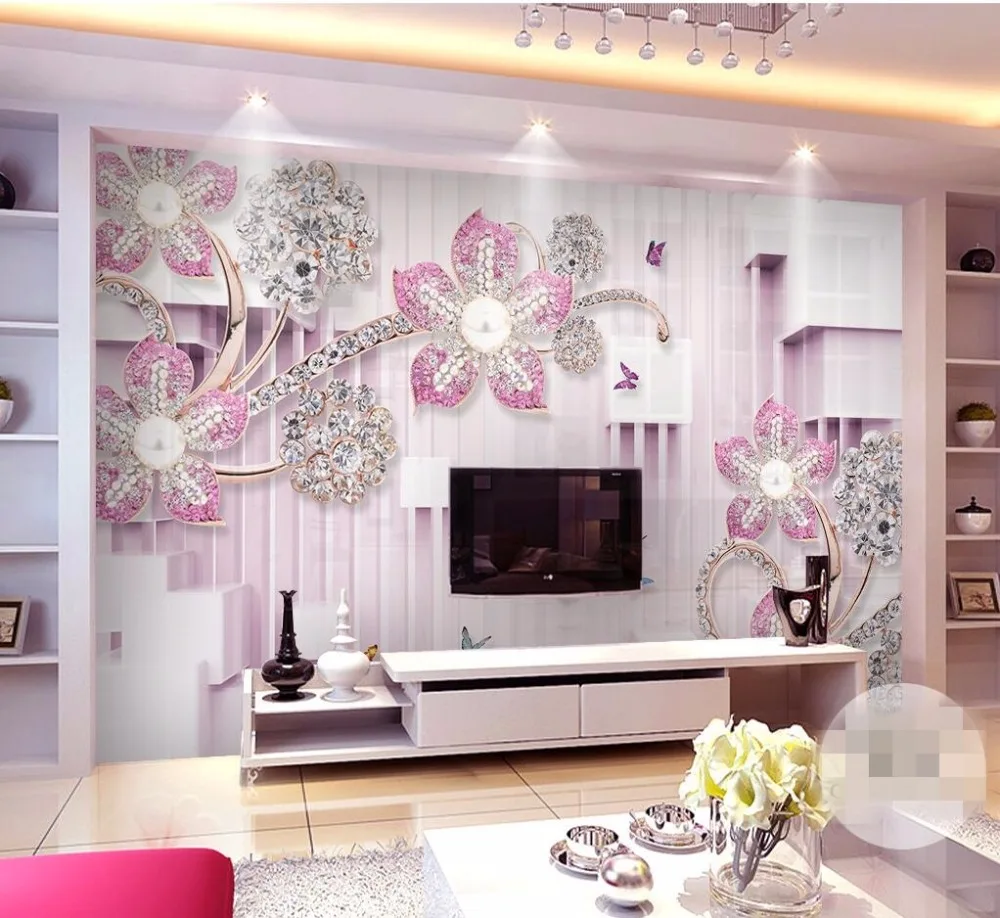 Beibehang personalizado foto papel de parede grande fresco 3d flores luxo 3d jóias tv fundo da parede 3d 26 HTB1hL8Qh6uhSKJjSspdq6A11XXaH