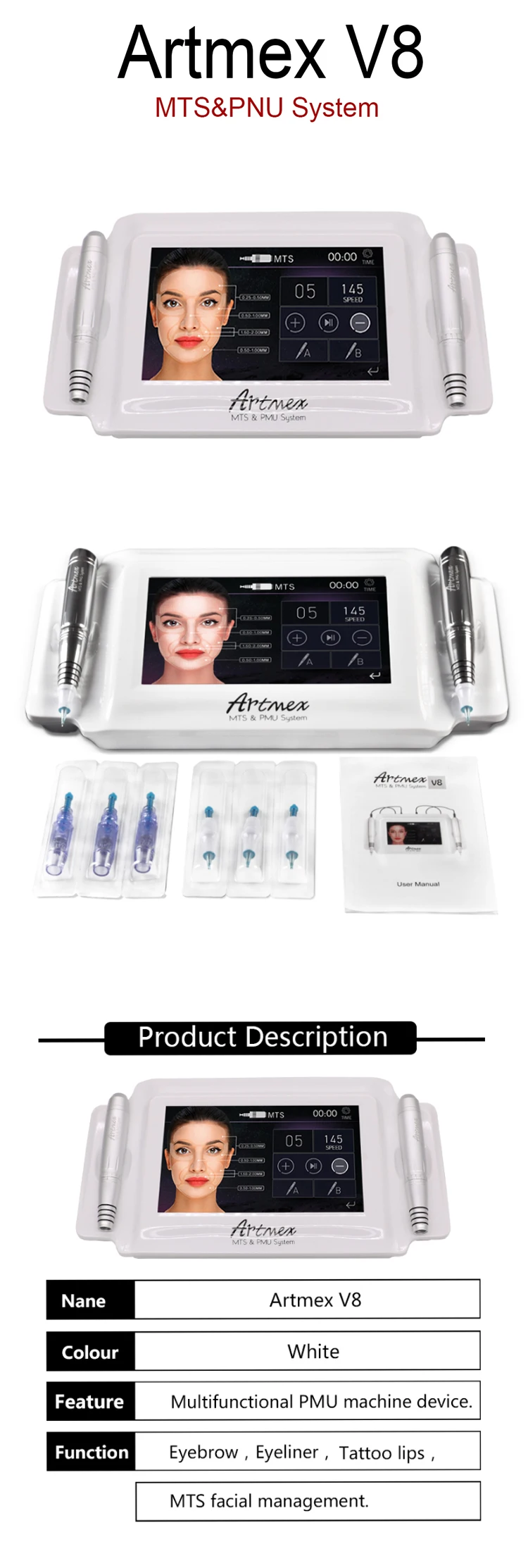 Artmex V8 for tattoo supply tattoo machine gun lips eyebrows eye lines eye lashes1