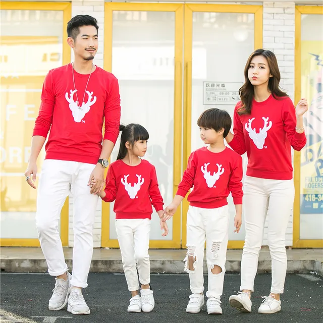 2019 nueva ropa navideña para las familias de manga larga