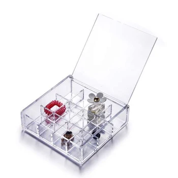 

12 Grid Desktop Jewelry Box Accessories Earrings Makeup Organizer Holder Storage Box with Cover