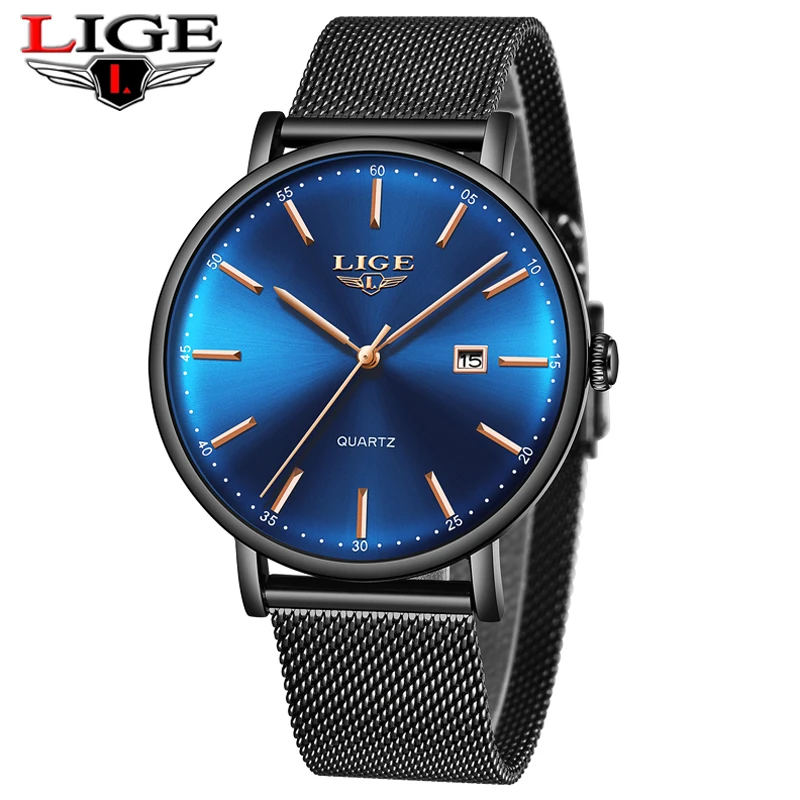 

Relogio Masculino LIGE Men Watch Luxury Brand Fashion Waterproof Ultra Thin Watch Full Steel Quartz Watch Men Business watches
