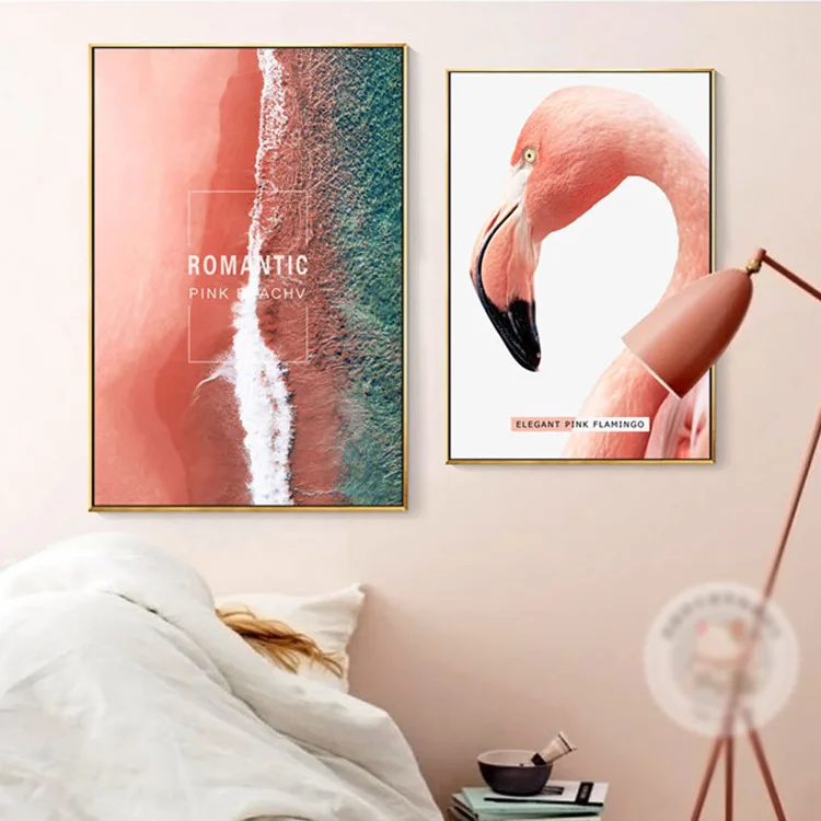 Red Romantic Flamingo Landscape Nordic Canvas Painting Poster Wall Art Pictures Life For Living Room Picture Cactus Unframed