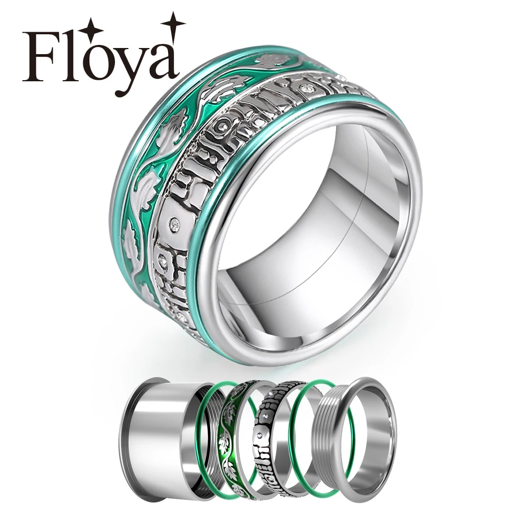 

Floya Nature Rings For Women Cyan Enamel Leaf Stainless Steel Band Cocktail Ring Copper Interchangeable Arctic Symphony Rings