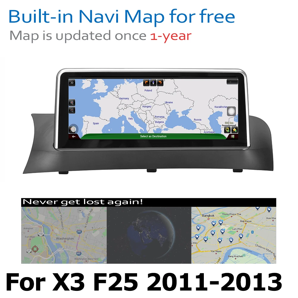 Perfect Android 8.0 up Car GPS Navi Screen For BMW X3 F25 2011~2013 CIC Multimedia Recorder BT WIFI Google 2+32G RAM IPS Screen 4
