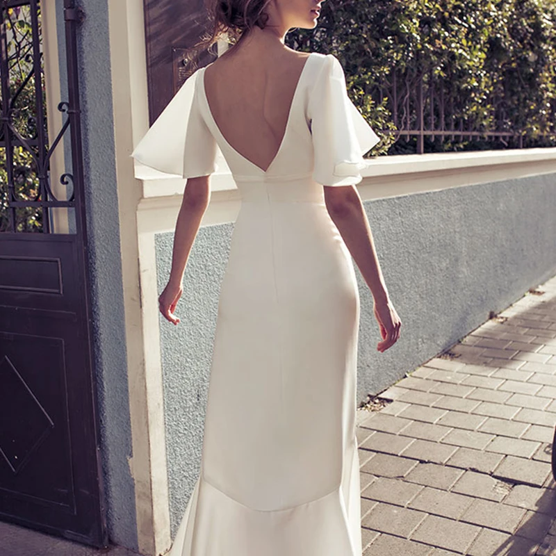 Подиумное дизайнерское женское летнее длинное платье, элегантное сексуальное Белое Платье макси с v-образным вырезом и открытой спиной, несимметричные вечерние платья с оборками