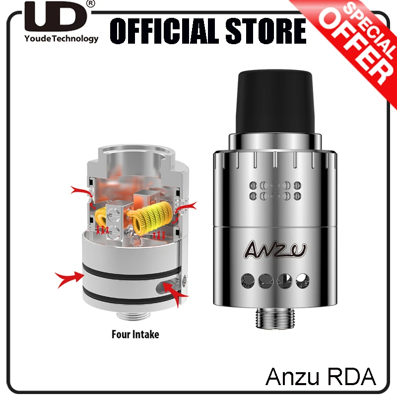 100% Authentic Youde UD Anzu RDA Rebuildable Tank for E Cigarette mod Adjustable Dual Airflow Design Atomizer VS Bellus RTA | Электроника