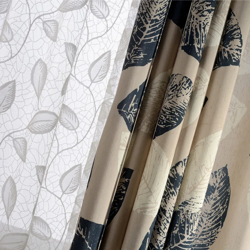 Современные печатные плотные шторы для спальни листья плотные шторы для гостиной Готовые гардины для жалюзи