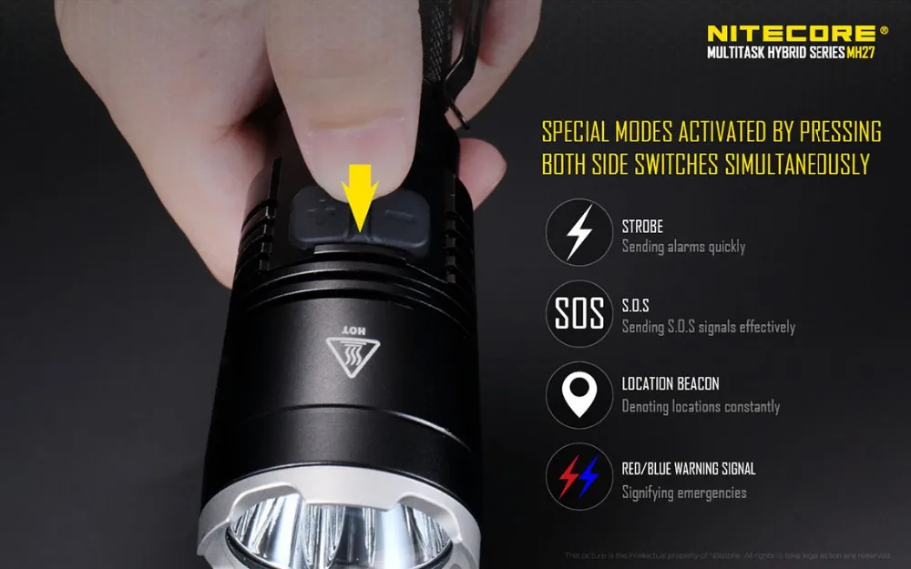 Nitecore mh27 фонарик с nitecore nl188 18650 3200 мАч батареи XP-L Hi V3 LED 1000lm rgb led высокой яркий факел Водонепроницаемый