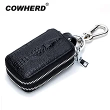 Сумка для ключей чехол на двойной молнии Держатель кошелек из натуральной кожи для мужчин женщин Высокая емкость талии висячий автомобиль хозяйственная сумка ключ чехол