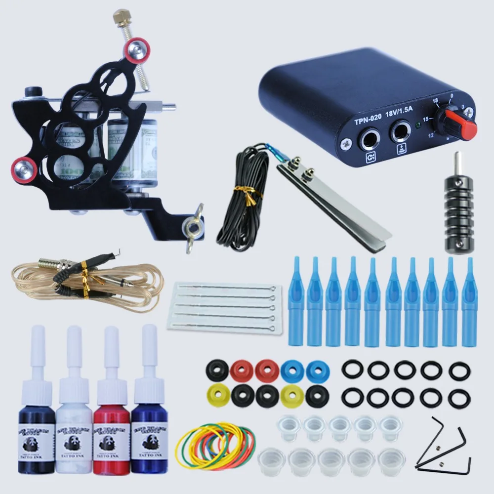 

Professional Complete Tattoo Kits Set Tattoo Machine Power Supply 2 Guns Immortal Color Inks Tattoo Supplies Beginner Kits