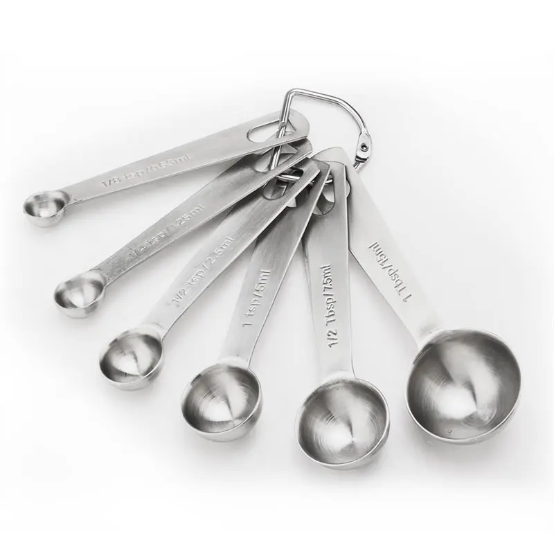 Stainless Steel 6pcs Measuring Spoons Sugar Coffee Beans Powder Scoop