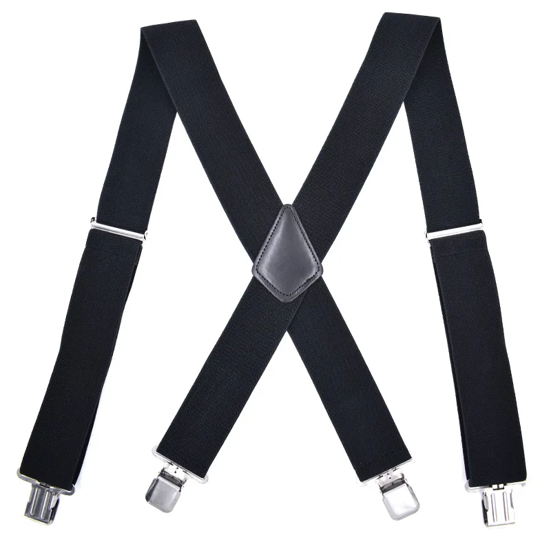 Hot Sale 5CM Width Men Suspenders 4 Clips Adjustable Nylon Suspender
