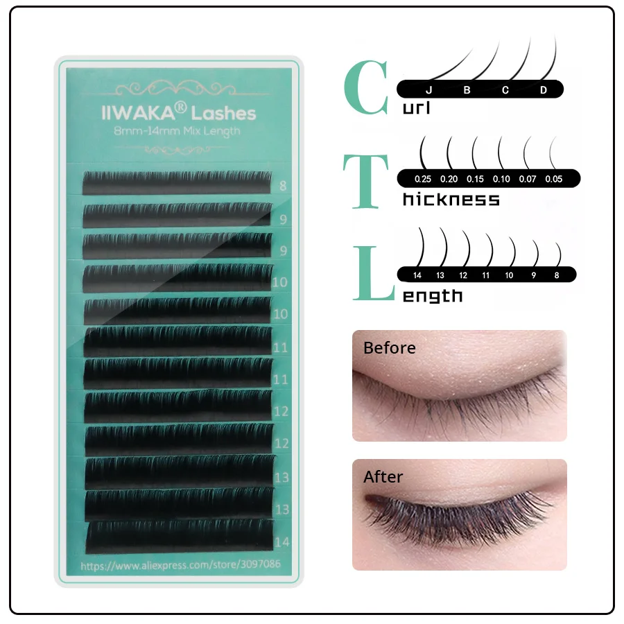 IIWAKA Makeup Training Lashes for Beginner Eyelash Extension Practice